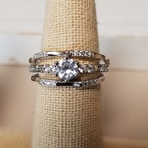 New Diamond & Sterling Silver Ring Set